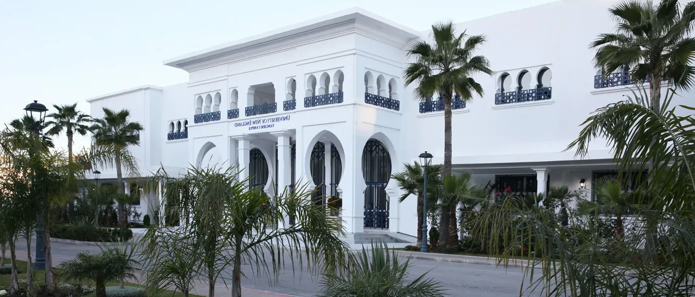 exterior view of u n e's tangier campus academic building